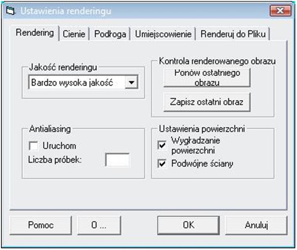 okno- ustawienia renderingu