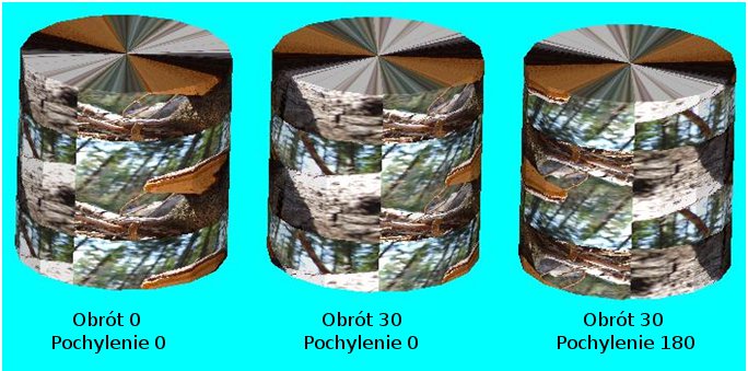 proejkcja cylindryczna - obrot i pochylenie