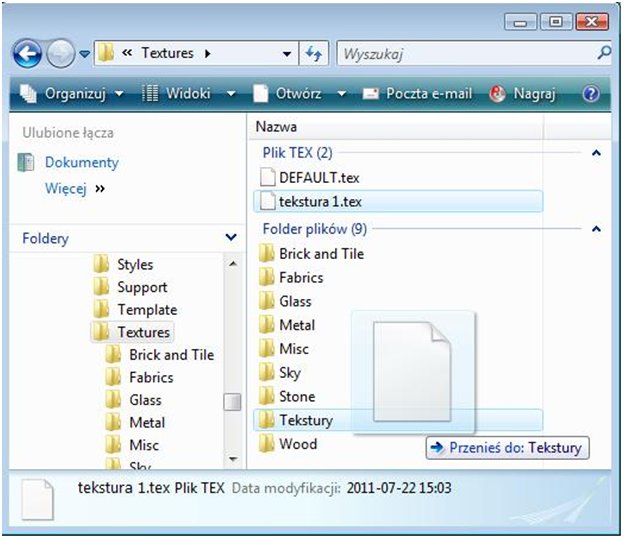 przeniesienie do folderu tekstury