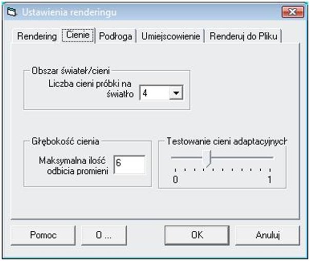 ustawienia renderingu - cienie