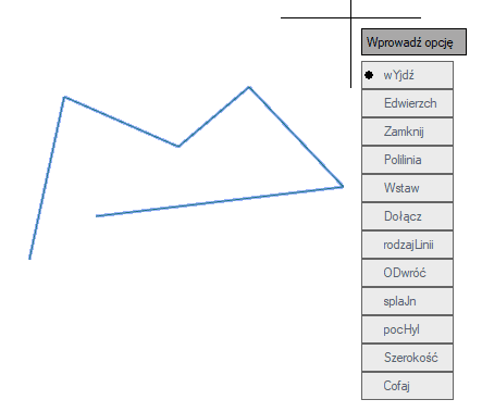 Edycja polilinii poprzez funkcje EDPLIN