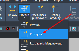 Parametr rozciągania dostępny w programie ZWCAD