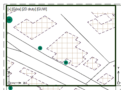 Widok rzutni na pierwszy fragment rysunku CAD