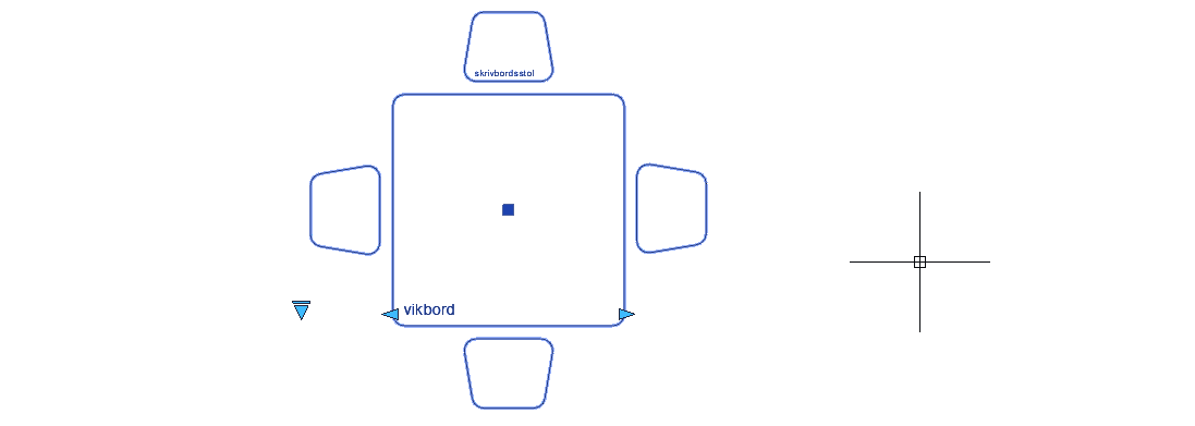 Pierwsza wersja stołu w wersji parametrycznej na rysunku CAD