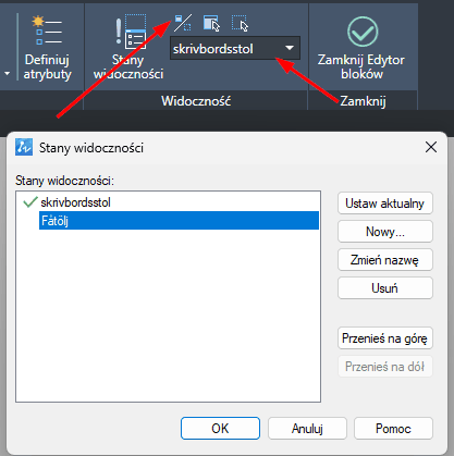 Ustawianie widoczności na rysunku CAD