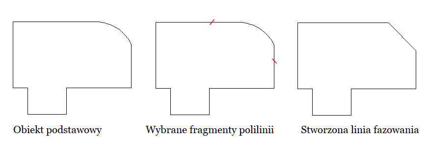 Fazowanie łuku na polilinii