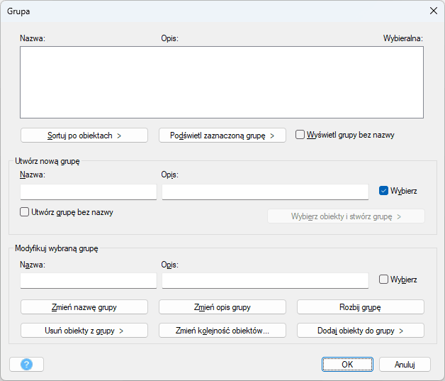 Tworzenie grup w ZWCAD