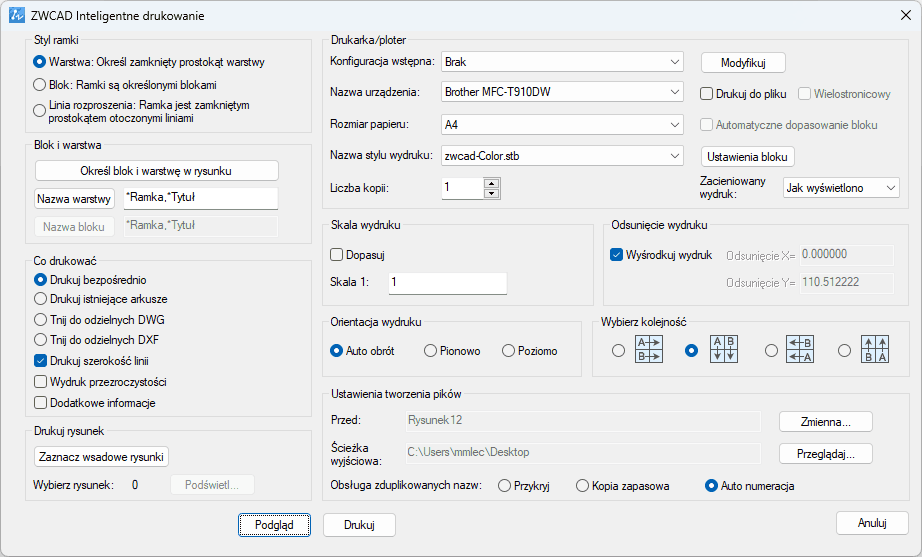 Inteligentne drukowanie w ZWCADzie