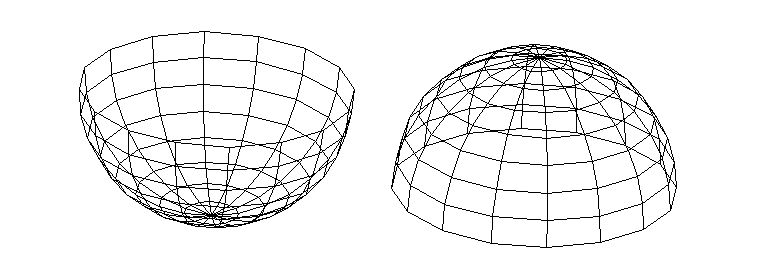 Kopuła i półkula stworzone z powierzchni