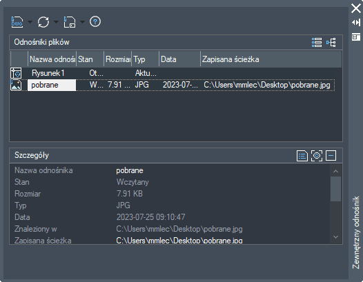 Menedżer rastrów w programie ZWCAD