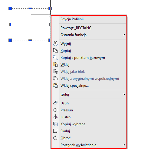 Menu edycji obiektów w ZWCAD