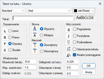 Wstawianie tekstu na łuku w naszym programie CAD