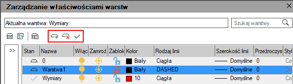 Panel warstw w programie ZWCAD