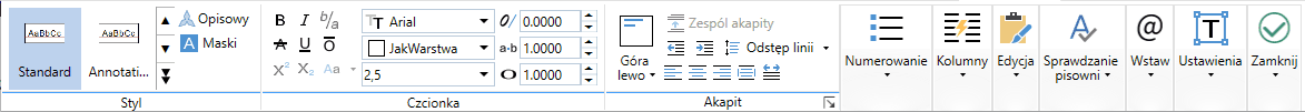 Pasek edycji tekstu dostępny w ZWCAD 2024