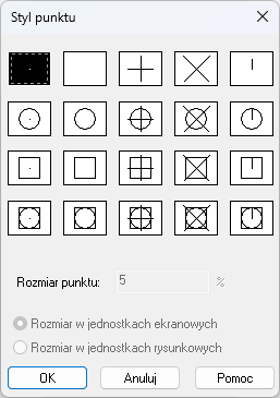 Panel stylu punktów w ZWCAD