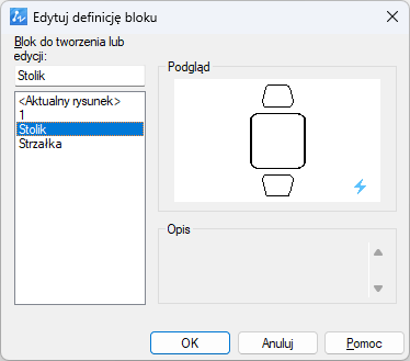 Symbol bloku parametrycznego w naszym programie CAD