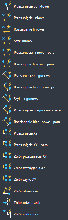 Szablon akcji i parametru w blokach parametrycznych