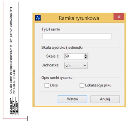 ramki na rysunkach cad