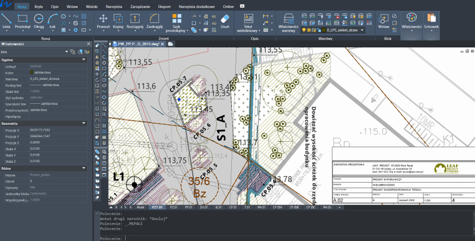 Projekt przestrzeni miejskiej w ZWCADzie
