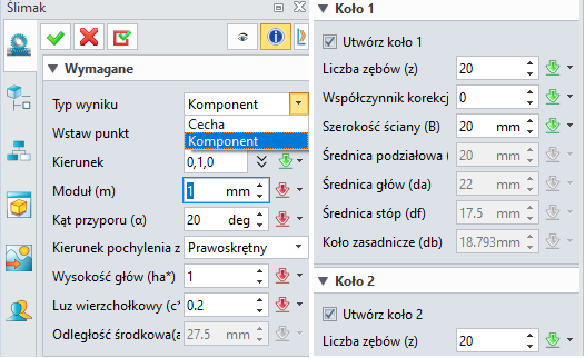 parametry kół zębatych