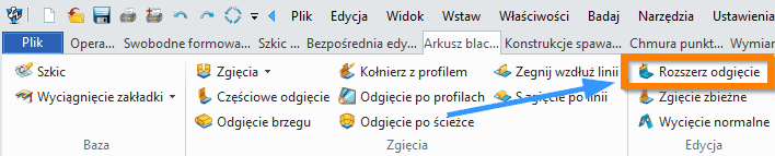 Arkusz blachy Rozszerz odgięcie - wstążka