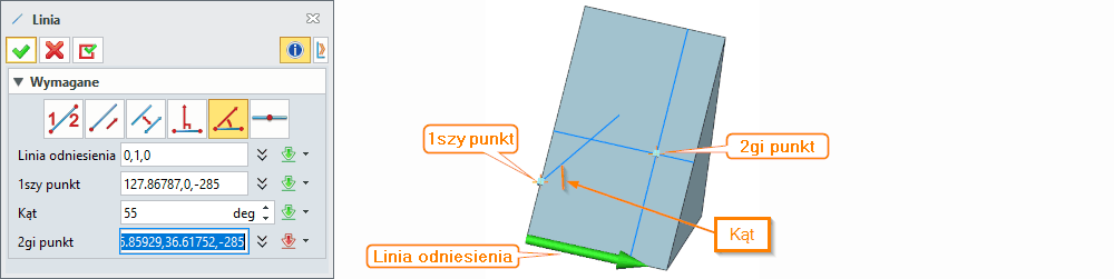Szkic3D Linia Pod kątem
