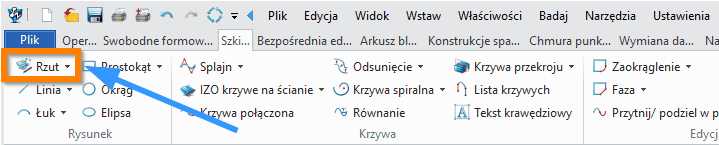 Szkic3D Rzut ZW3D wstążka
