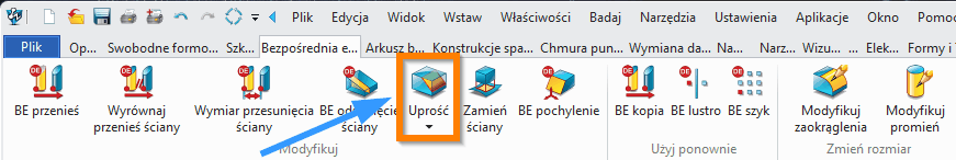 Bespośrednia edycja Uprość wstążka