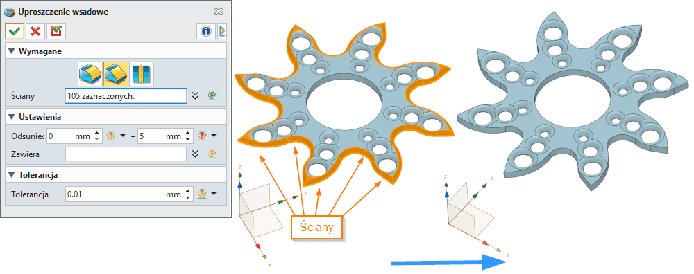 Bezpośrednia edycja Uproszczenie wsadowe Panel ZW3D