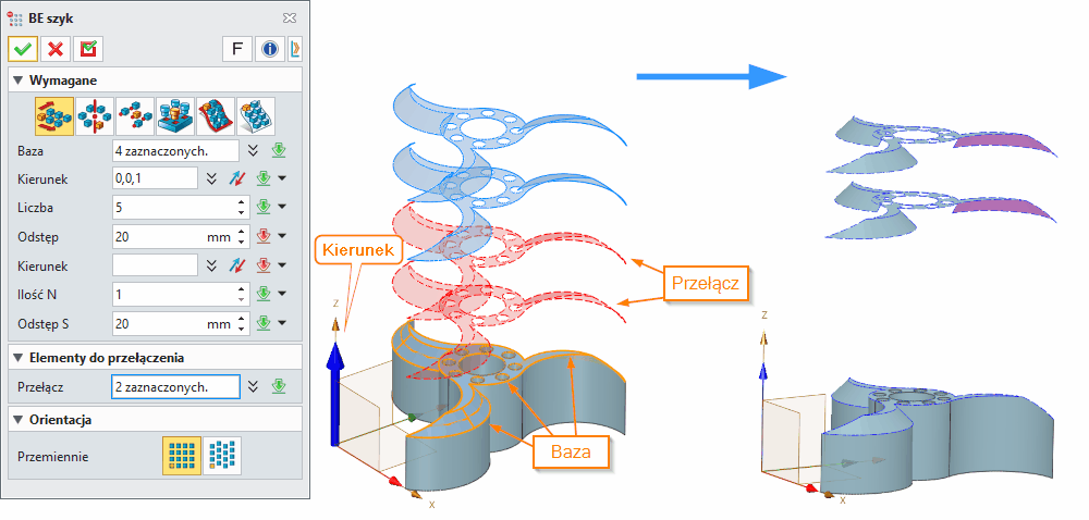Bezpośrednia edycja szyk Panel ZW3D