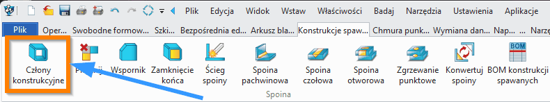 Konstrukcje spawane Człony konstrukcyjne wstążka
