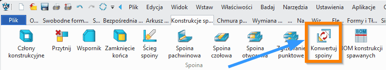 Konstrukcje spawane Konwertuj spoiny wstążka