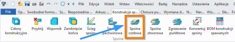 Konstrukcje spawane Spoina czołowa wstążka