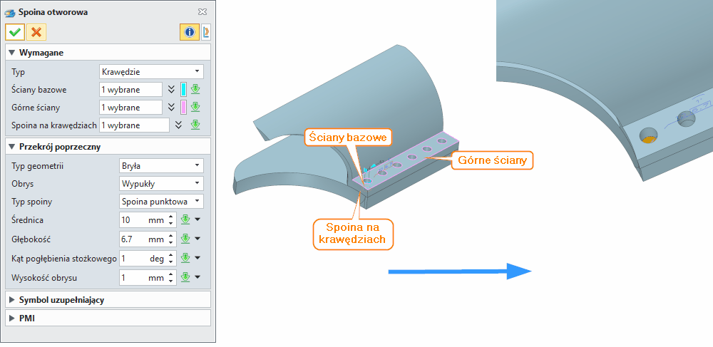 Konstrukcje spawane Spoina otworowa Panel ZW3D