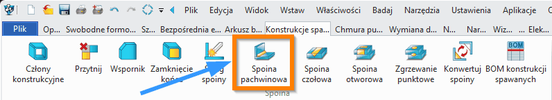 Konstrukcje spawane Spoina pachwinowa wstążka