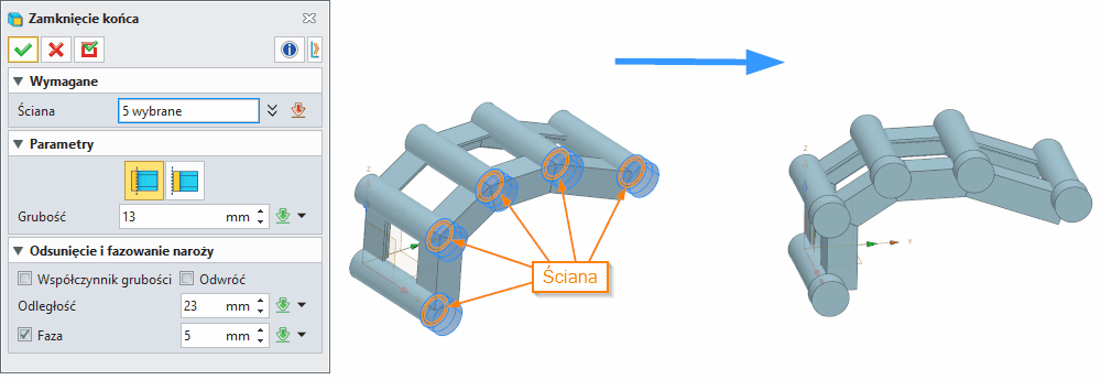 Konstrukcje spawane Zamknięcie końca Panel ZW3D