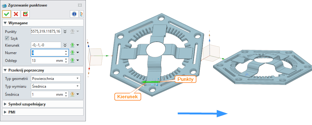 Konstrukcje spawane Zgrzewanie punktowe Panel ZW3D