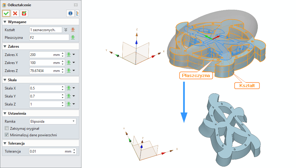 Operacje Odkształcenie ZW3D Panel