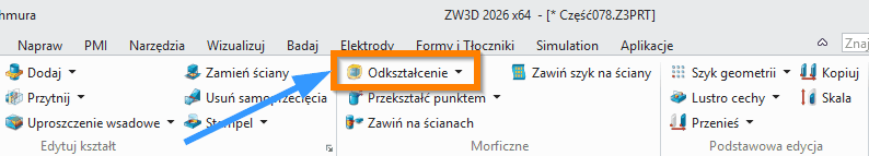Operacje Odkształcenie wstążka