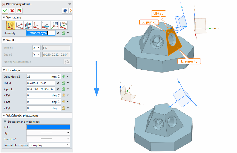 Operacje Płaszczyzny układu ZW3D Panel
