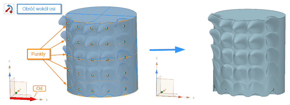 Operacje Przekształć punktem ZW3D Panel opcje2