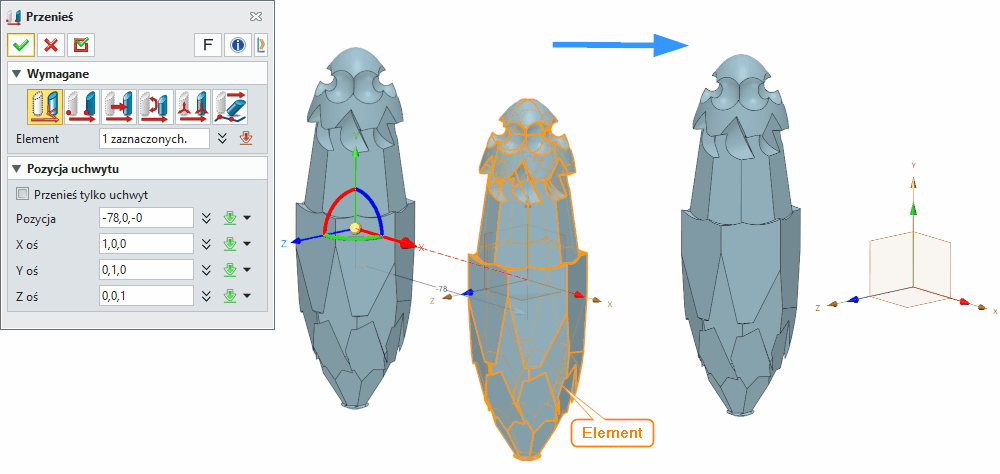 Operacje Przenieś ZW3D Panel