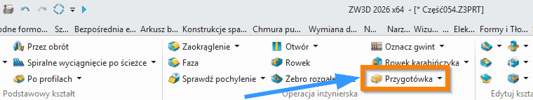 Operacje Przygotówka wstążka ZW3D
