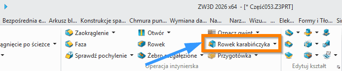 Operacje Rowek karabińczyka wstążka ZW3D