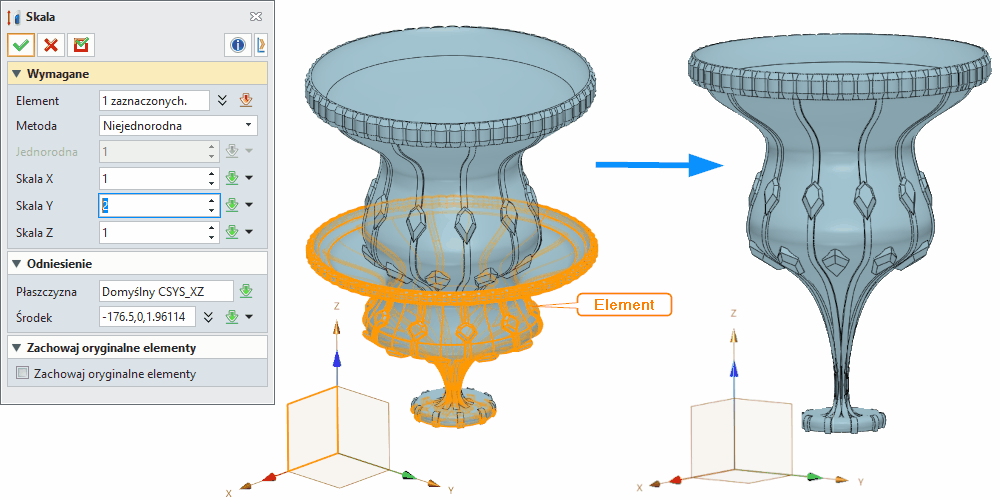 Operacje Skala ZW3D Panel