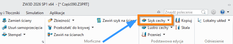 Operacje Szyk cechy ZW3D wstążka