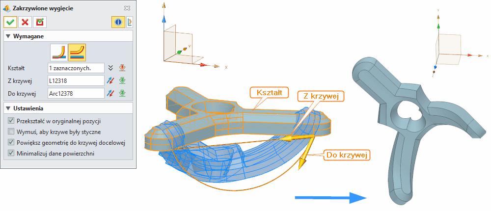 Operacje Zakrzywione wygięcie Panel ZW3D