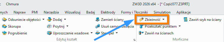 Operacje Zbieżność wstążka ZW3D
