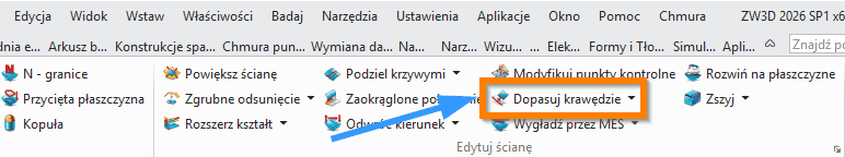 Swobodne formowanie Dopasuj krawędź wstążka ZW3D
