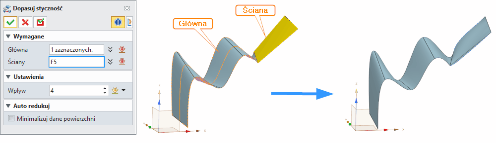 Swobodne formowanie Dopasuj styczność ZW3D Panel